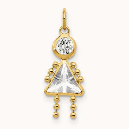 April Girl Birthstone Charm, 14K