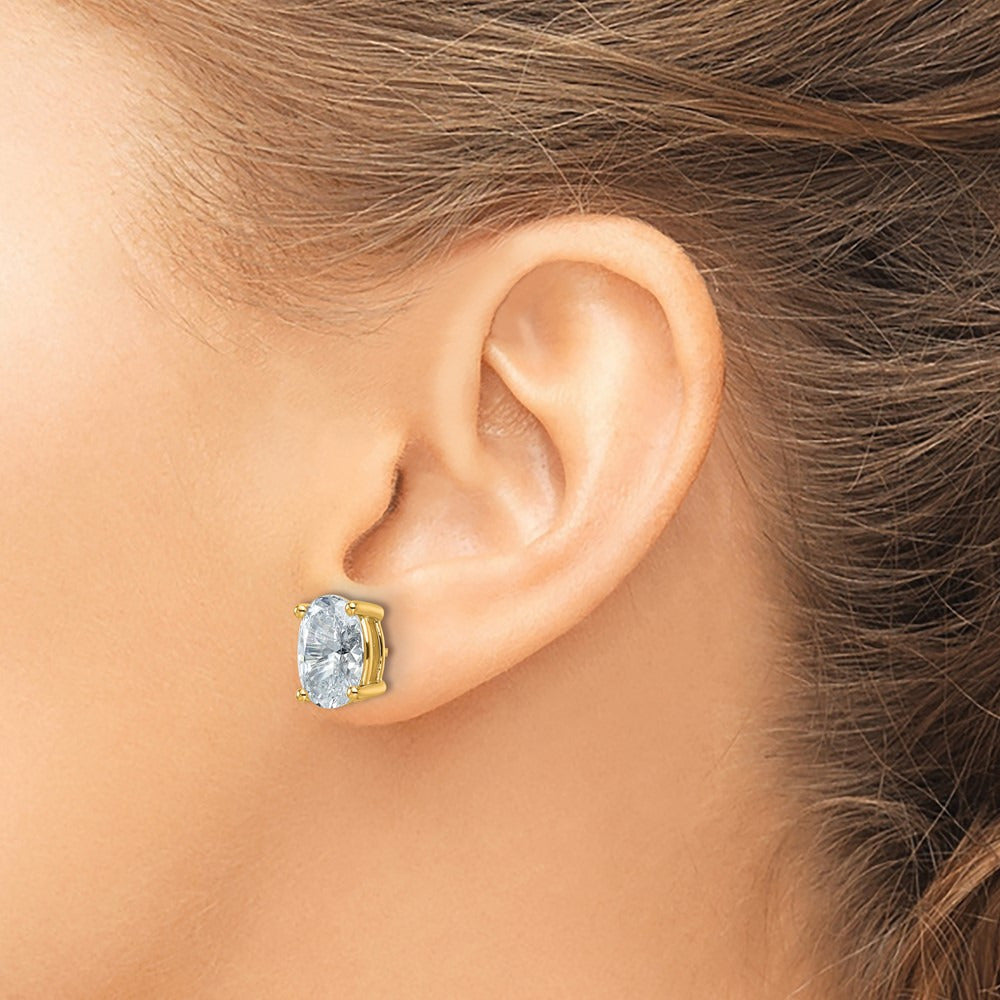 Oval Four-Prong Stud Earrings, 0.50-6.00 ct tw Lab-Grown Diamond — 6 ct, 14K Yellow Gold