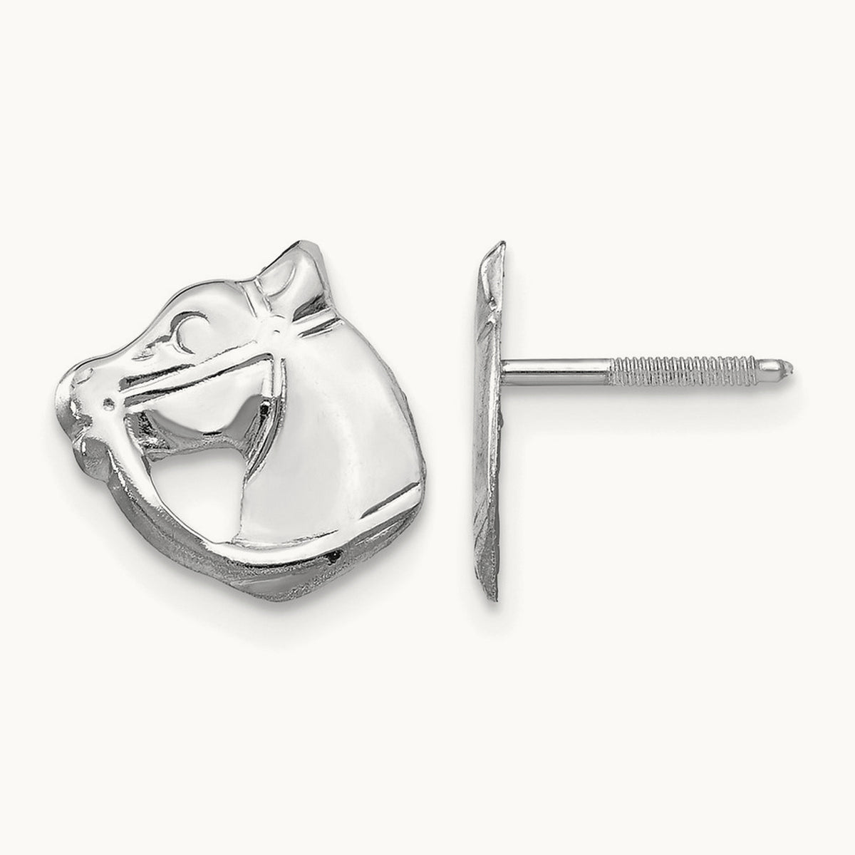 Madi K Screwback Horse Post Earrings, 14K White Gold