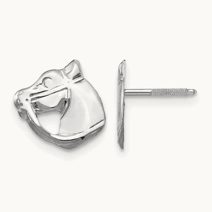 Madi K Screwback Horse Post Earrings, 14K White Gold