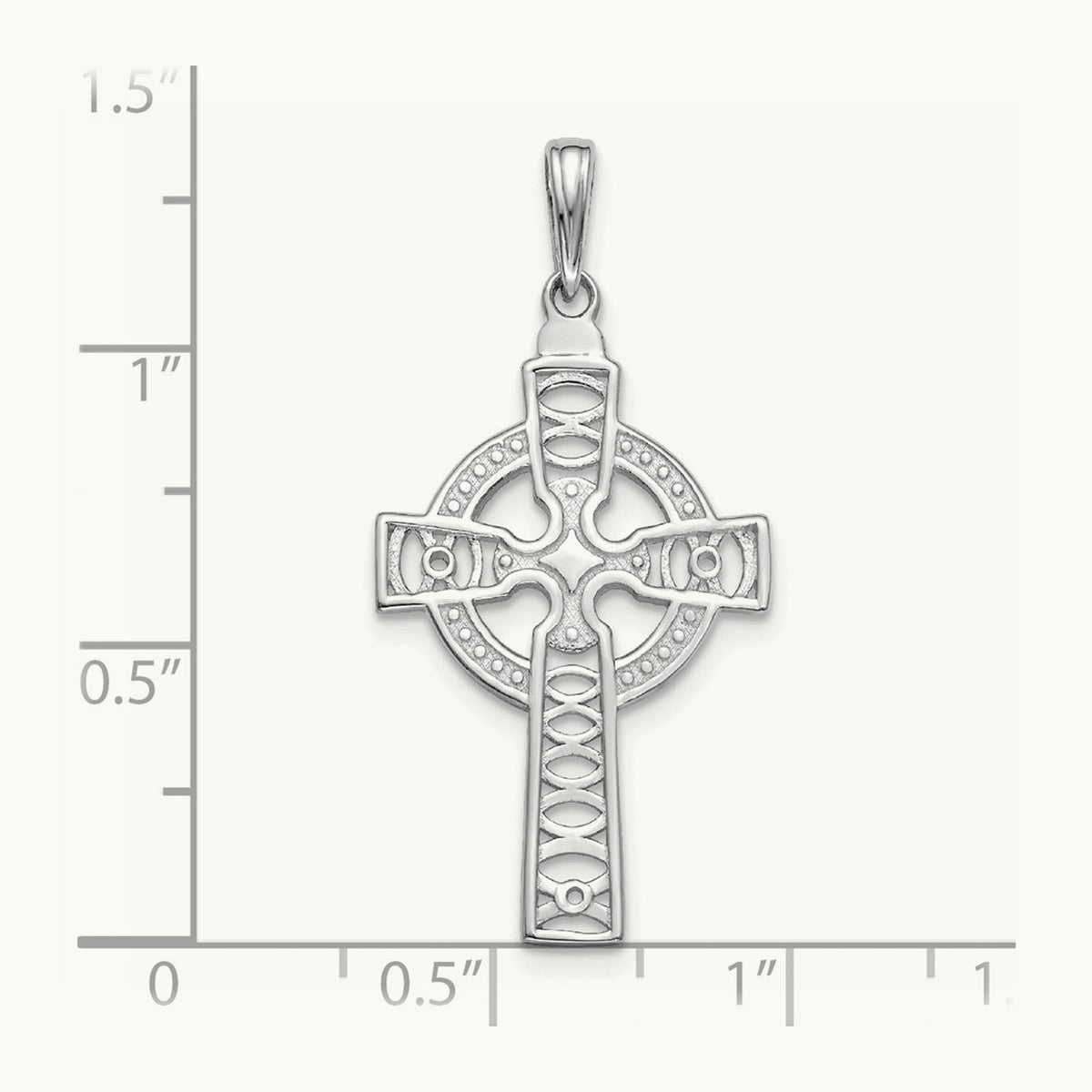 Celtic Cross with Eternity Circle Pendant — 14K White Gold