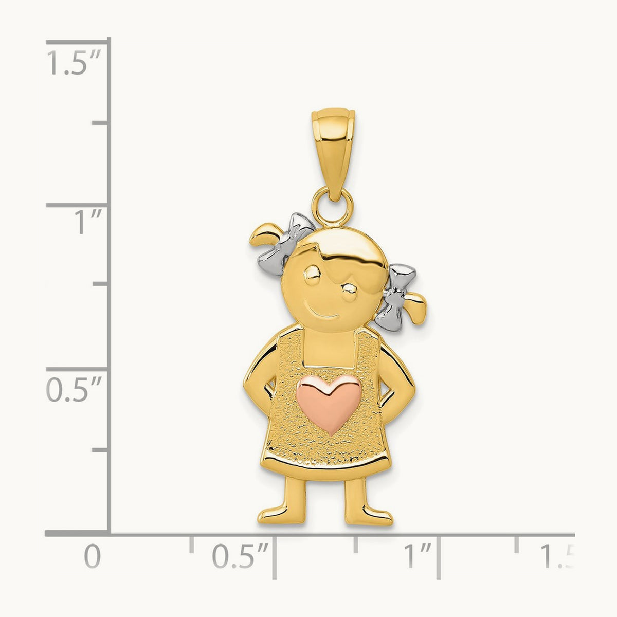 w/Rhodium Girl Pendant, 14K Yellow with Rose Gold
