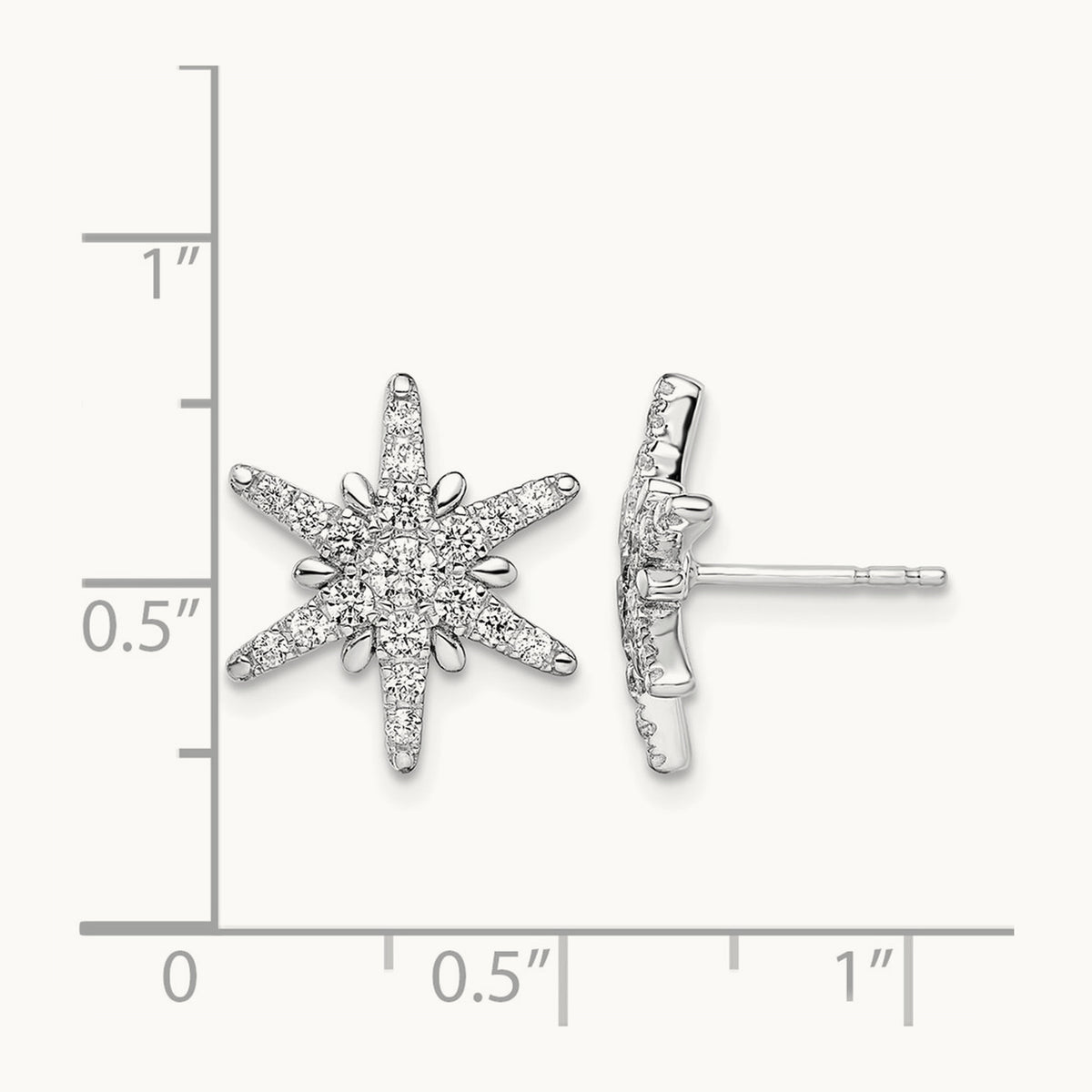 5/8 ct Lab Grown Diamond VS/SI+ G+ Comp Star Post Earrings, 14K White Gold