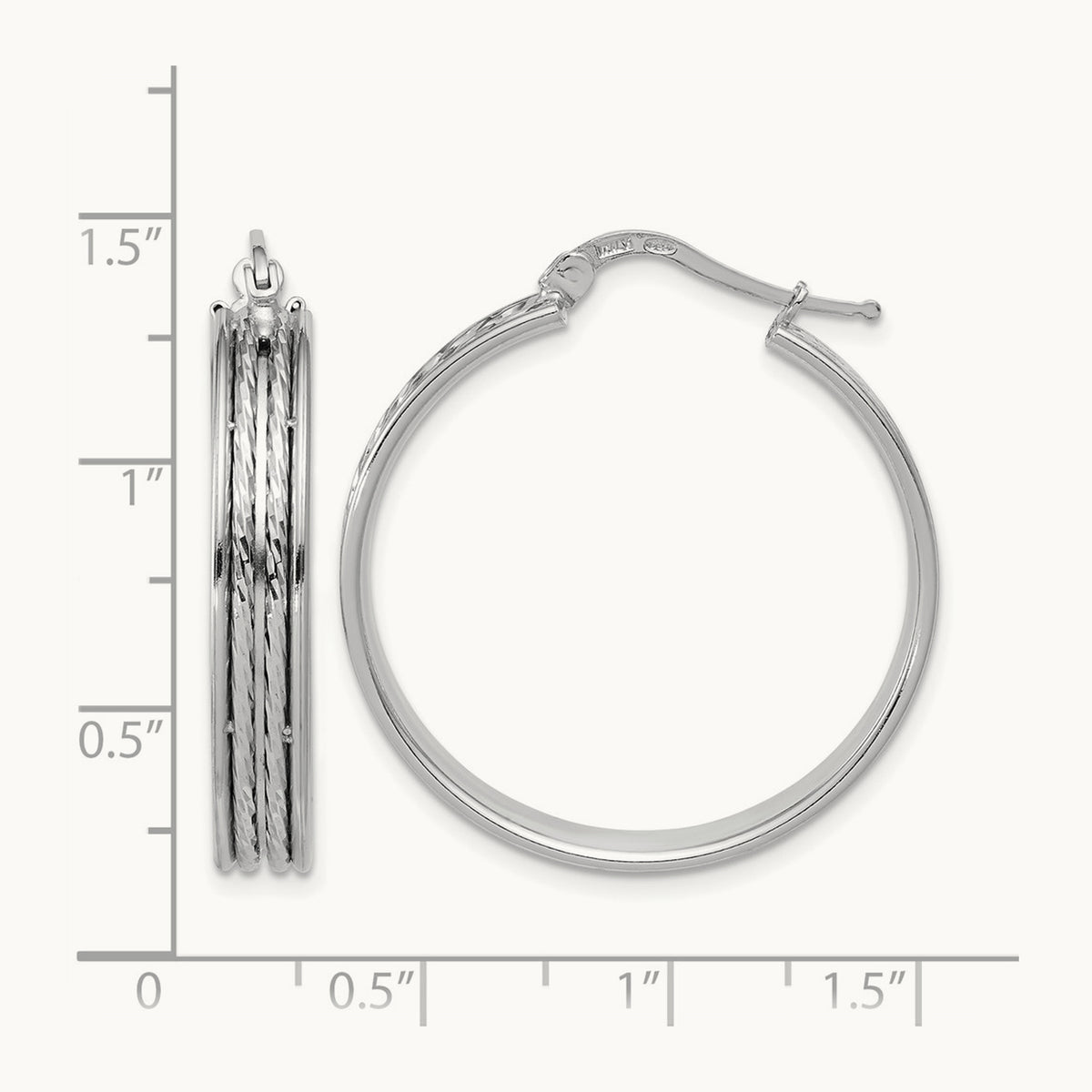 SS RH-plated Polished and D/C Round Hoop Earrings — Leslie's