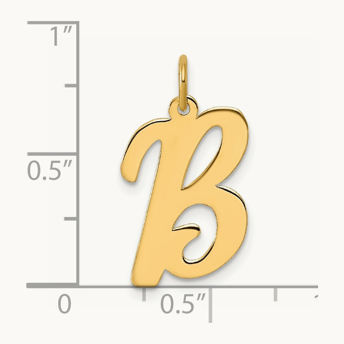 Large Script Initial Charm — 14K Yellow Gold, B