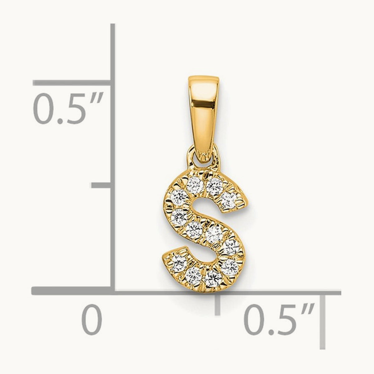 Diamond Initial with Bail Pendant — 14K Yellow Gold, S