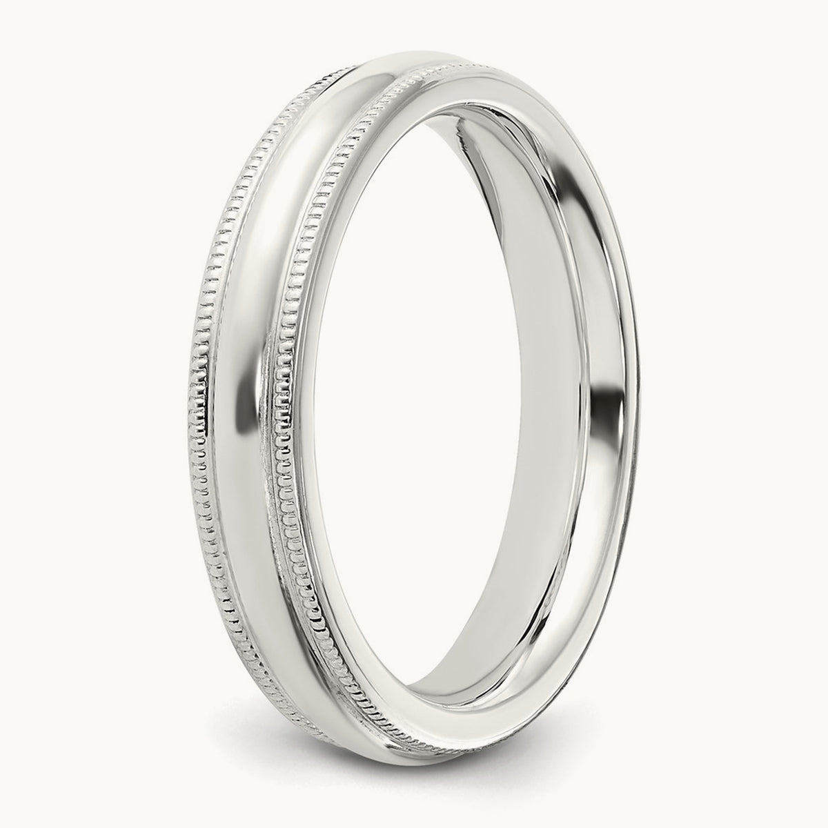 Milgrain Comfort Fit Band — Sterling Silver, 4mm