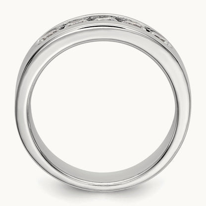 5-Stone Diamond Channel Band, 14K White Gold