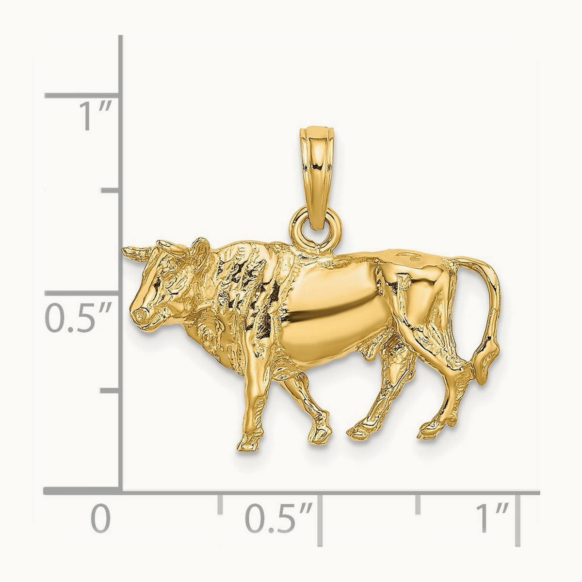 3-D Bull w/Horns Charm, 14K