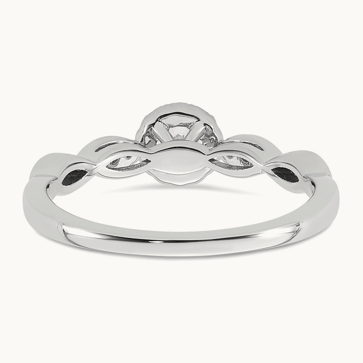 Polished Complete Diamond Round Halo Engagement Ring, 14K White Gold