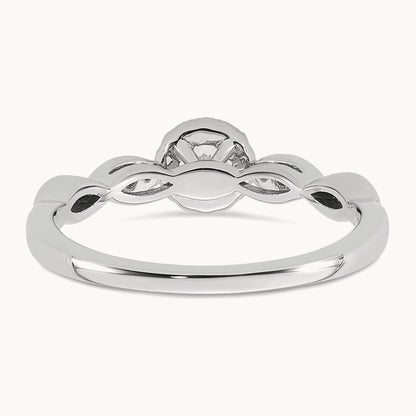 Polished Complete Diamond Round Halo Engagement Ring, 14K White Gold