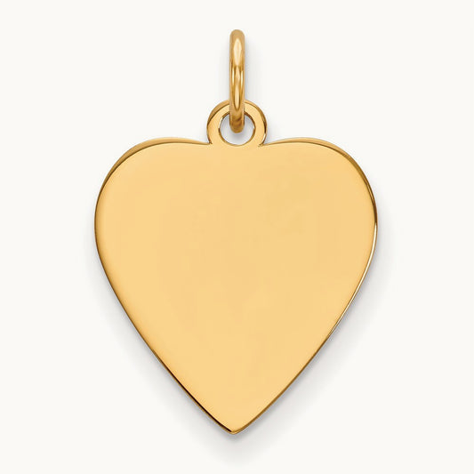 Plain .011 Gauge Heart Engravable Disc Charm — 14K Yellow Gold