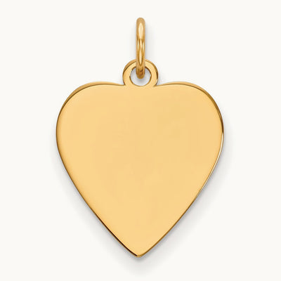 Plain .035 Gauge Heart Engravable Disc Charm — 14K Yellow Gold