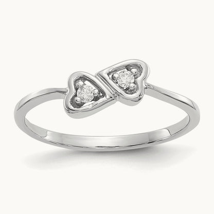 Polished AA Diamond Heart Ring, 14K White Gold