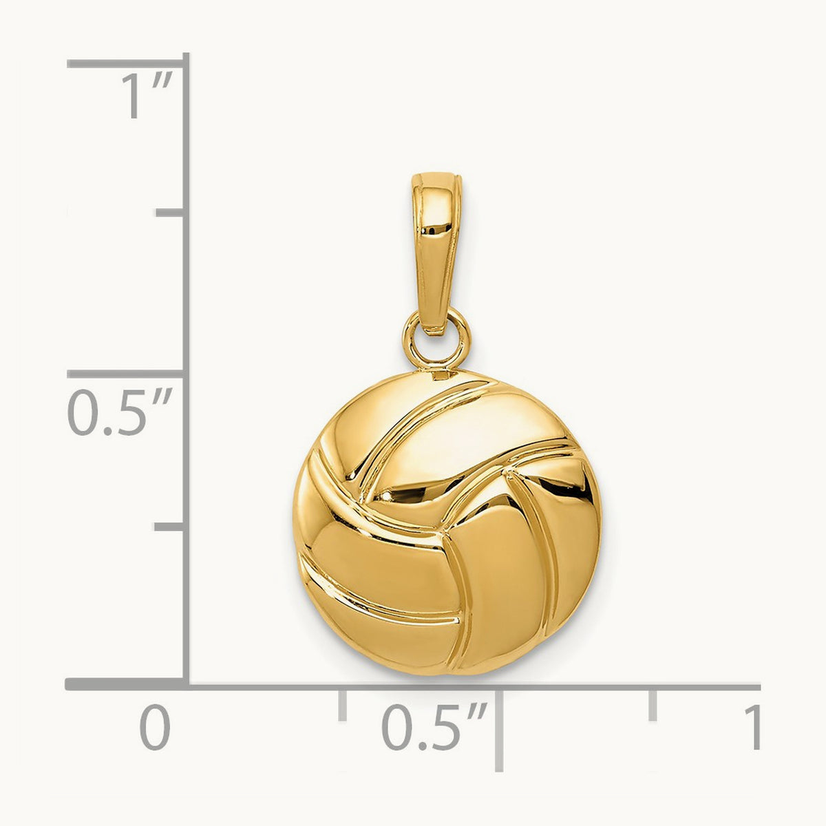 Polished Volleyball Pendant — 14K Yellow Gold