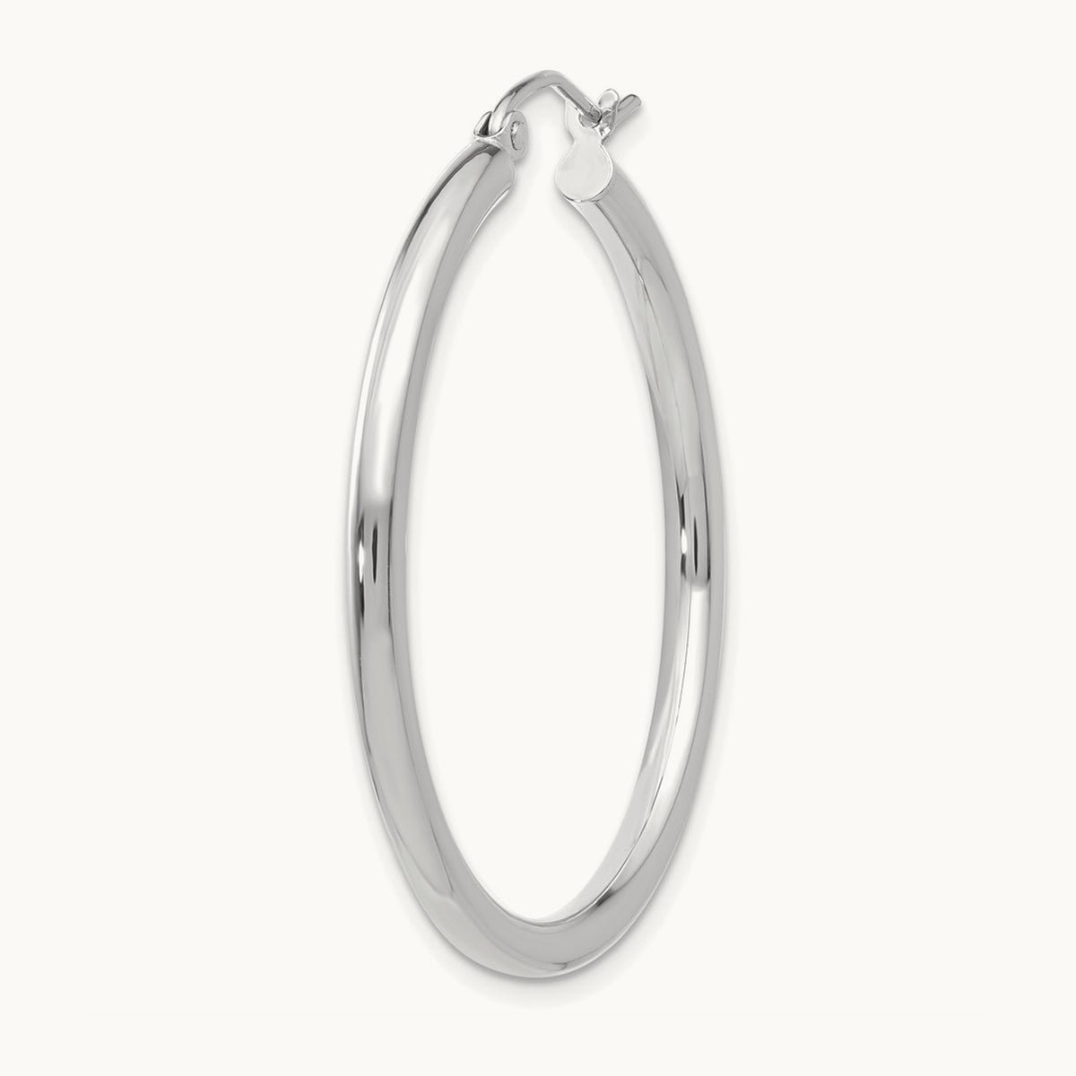 Single 14K White Gold Polished Lightweight Tube Hoop Earring, 2.5mm