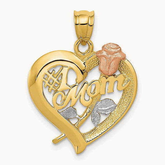 w/Rhodium Mom Charm, 14K Two-tone