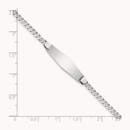 WG Flat Curb Link Soft Diamond Shape ID Bracelet, 14K