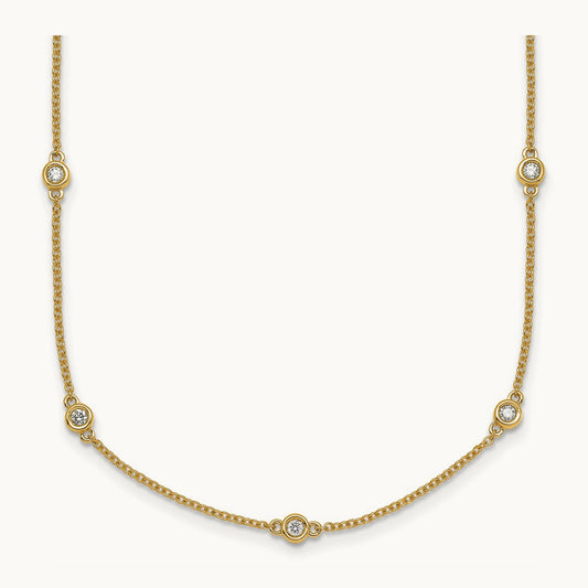 Diamond Station Cable Necklace, 14K