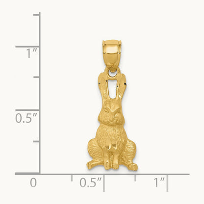 Diamond-cut Rabbit Pendant, 14K