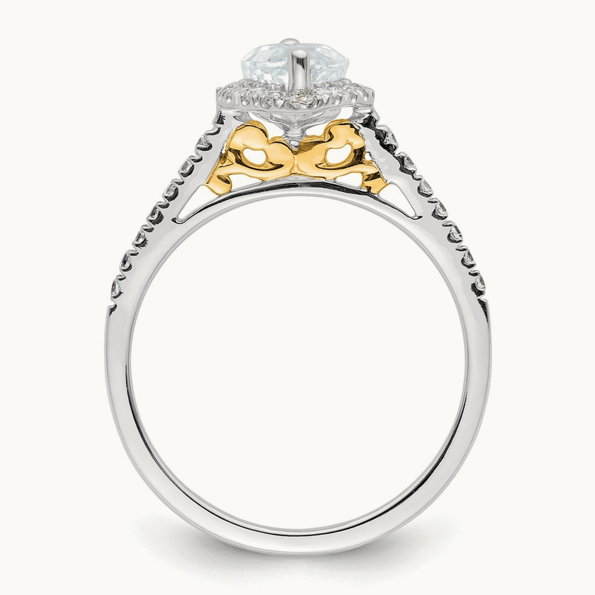 Marquise Halo Semi-Mount Engagement Ring, 0.25 ct tw — 1/3 ct, 14K Two-Tone
