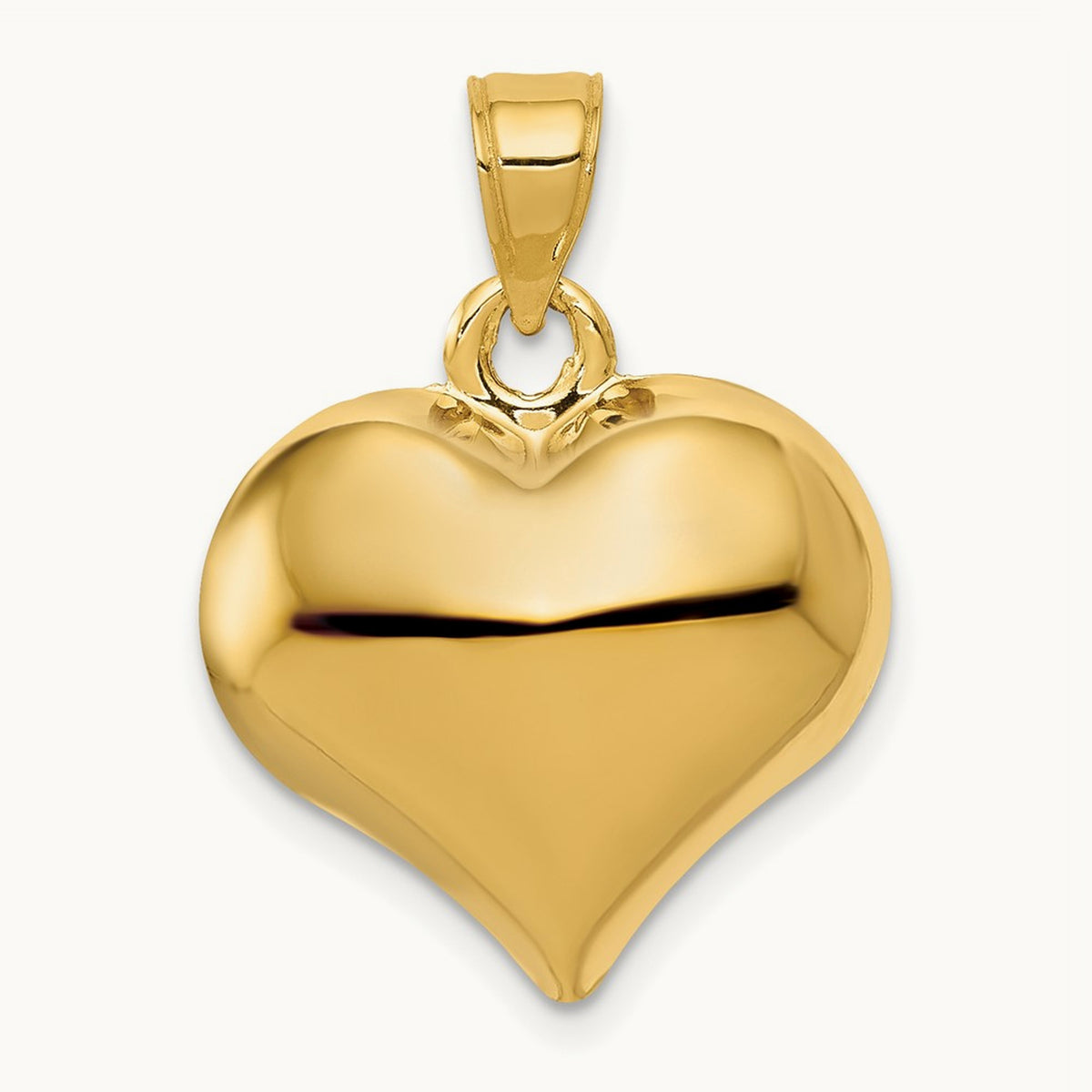 Polished 3-D Puffed Heart Pendant, 14K