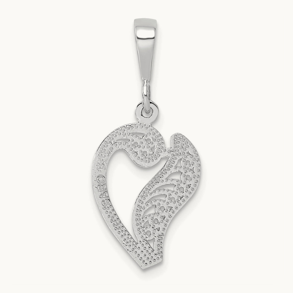 Solid Polished Script Filigree Initial Pendant — V