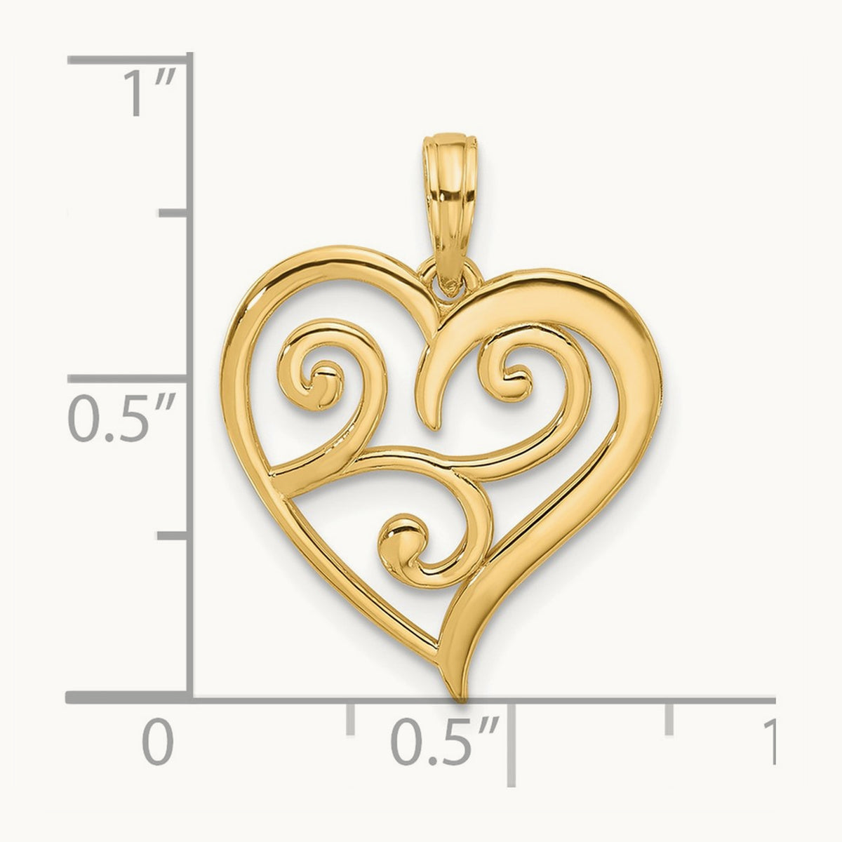 Fancy Heart Charm, 14K