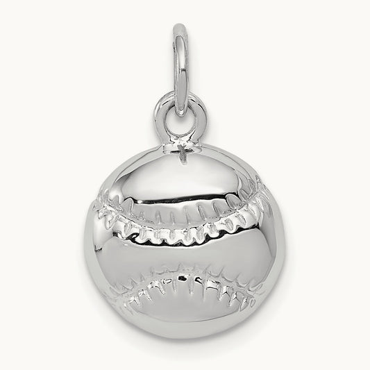 Baseball Charm, 14K White Gold