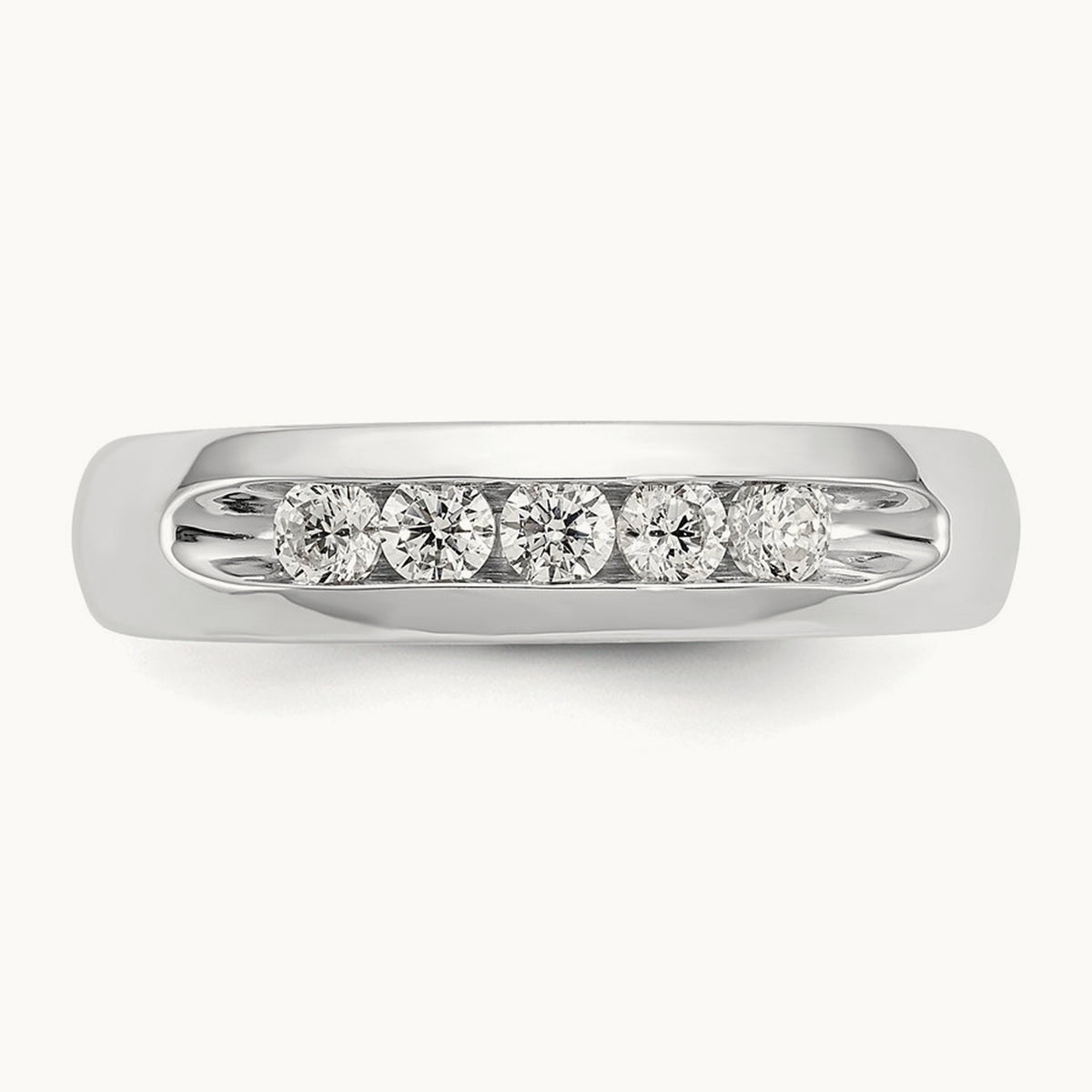 5-Stone Diamond Channel Band, 14K White Gold