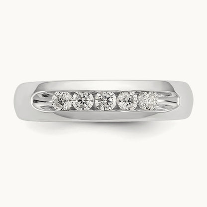 5-Stone Diamond Channel Band, 14K White Gold