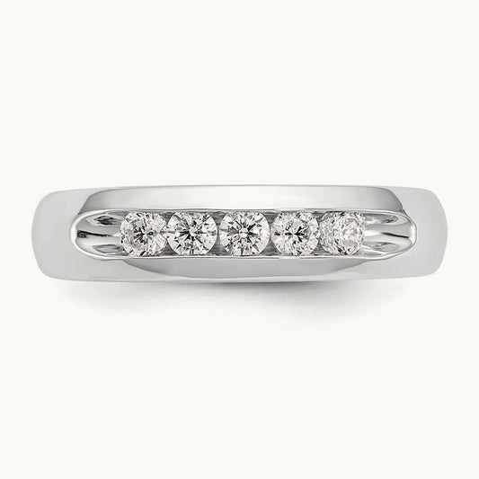 5-Stone Diamond Channel Band, 14K White Gold