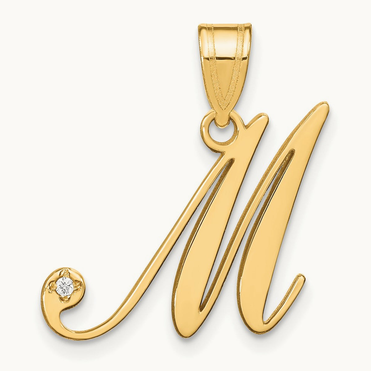 Script Initial Pendant with Diamond — M