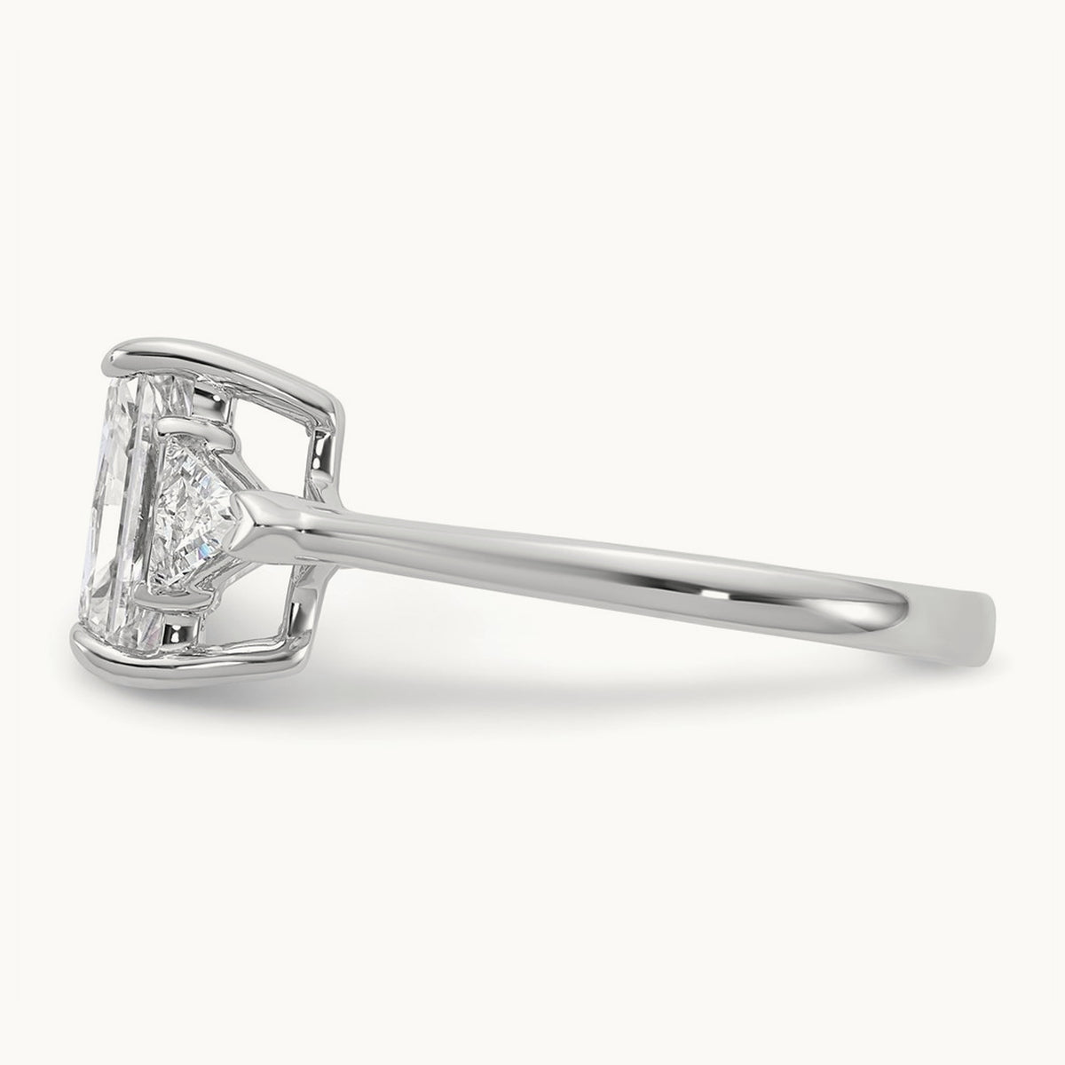 Radiant & Triangle Engagement Ring, 1.25-3.50 ct tw Lab-Grown Diamond — 2 1/2 ct, 14K White Gold