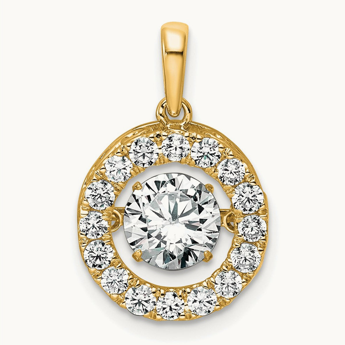 Vibrant Circle Pendant, 0.75-1.50 ct tw Lab-Grown Diamond — 1 1/2 ct, 14K Yellow Gold