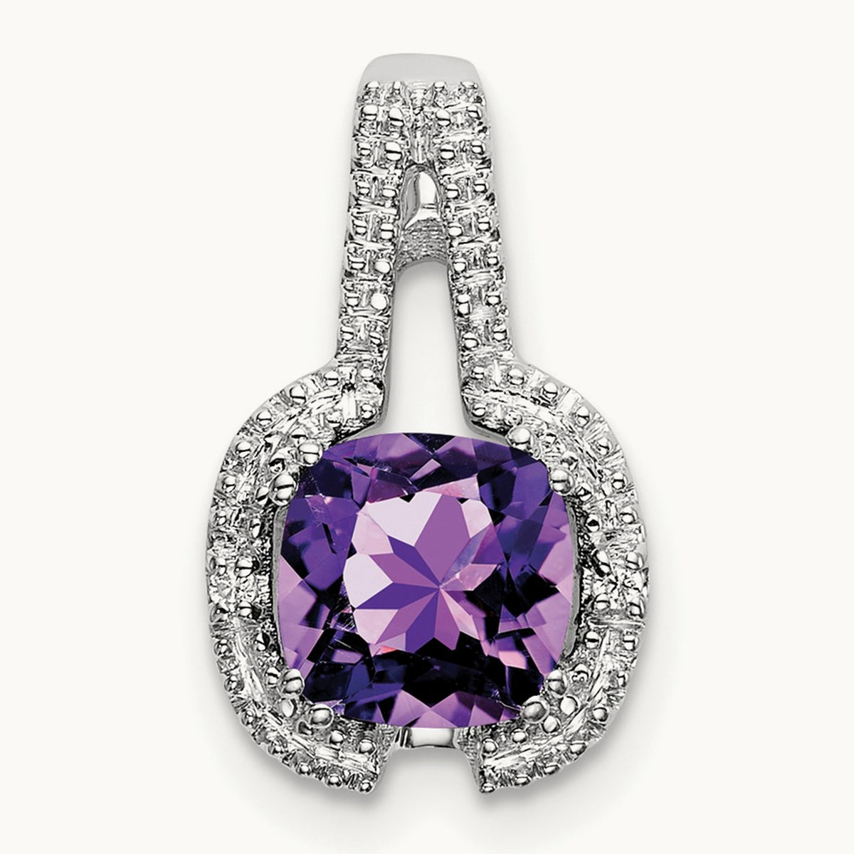 Cushion Amethyst and Diamond Pendant — photo set