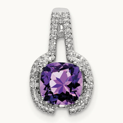 Cushion Amethyst and Diamond Pendant — photo set