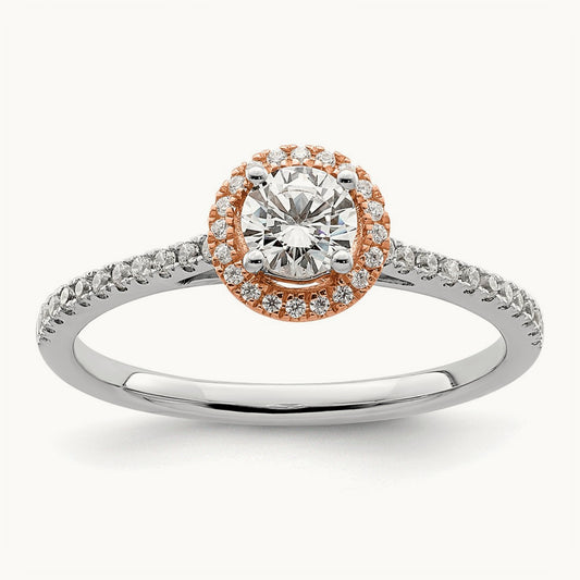 Round Halo Engagement Ring, 0.50 ct tw Lab-Grown Diamond