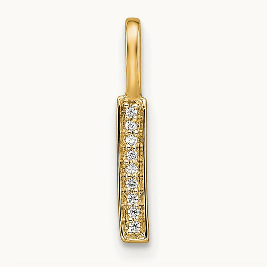 Diamond Letter I Initial Pendant, 14K Yellow Gold
