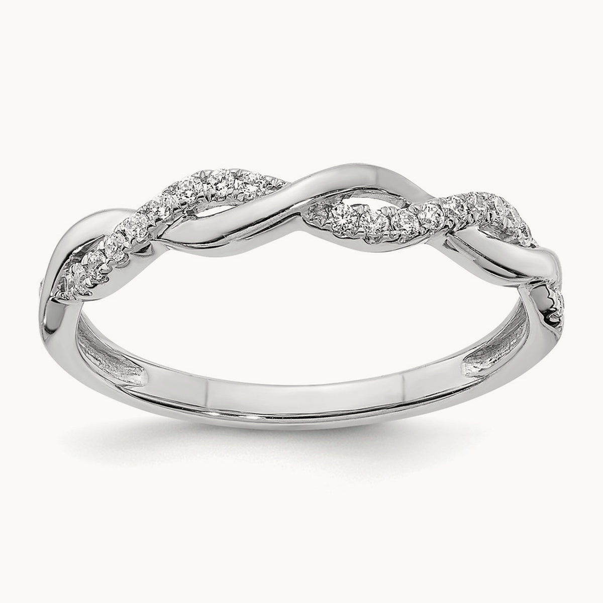 Diamond Criss-Cross Wedding Band — 14K White Gold, 7