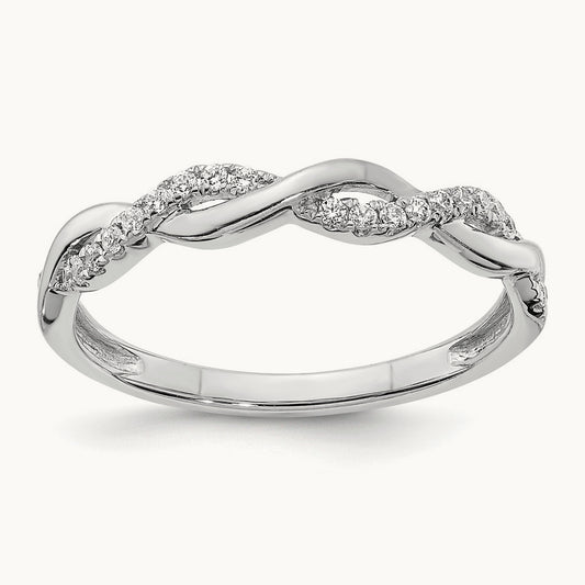 Diamond Criss-Cross Wedding Band — 14K White Gold, 7