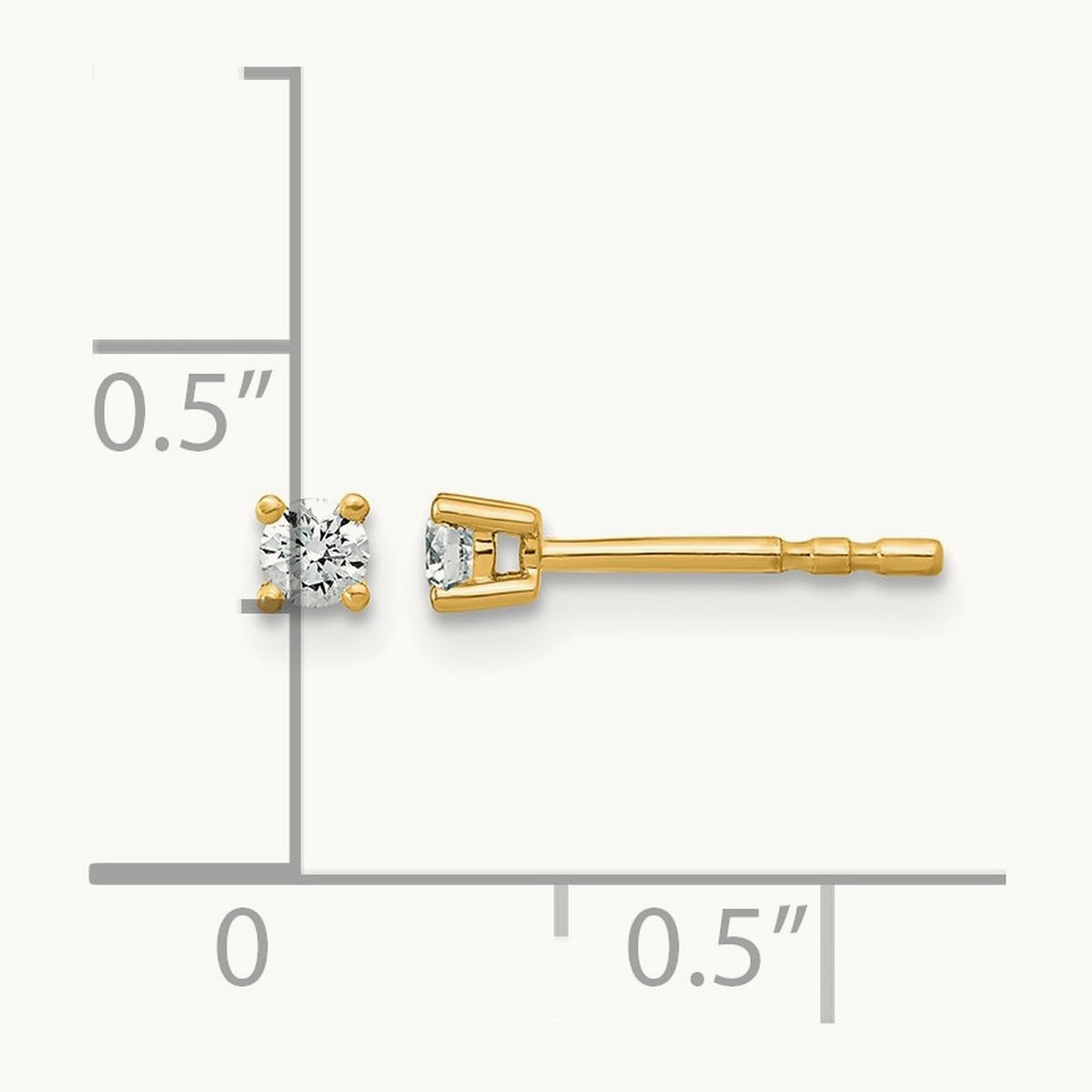 Round Heavyweight Stud Earrings, 0.10-7.00 ct tw Lab-Grown Diamond — 1/10 ct, VS (Best), push back, 18K Yellow Gold