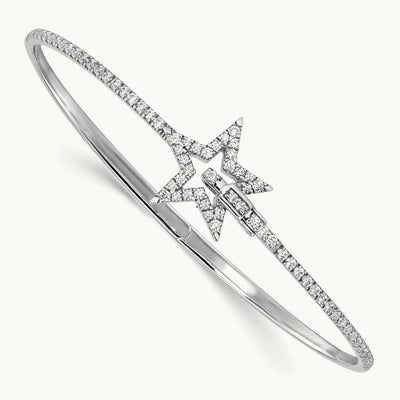 Star Hinged Bangle Bracelet, 1.00 ct tw Lab-Grown Diamond