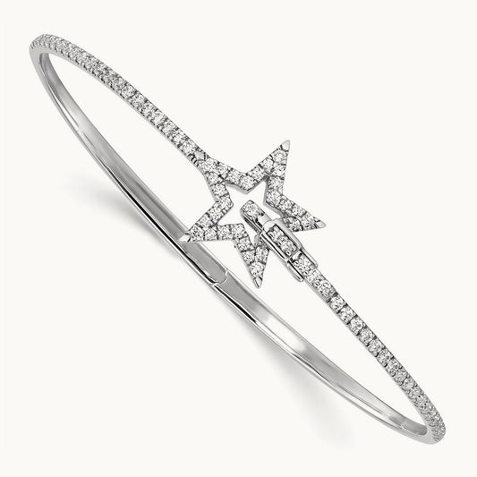 Star Hinged Bangle Bracelet, 1.00 ct tw Lab-Grown Diamond