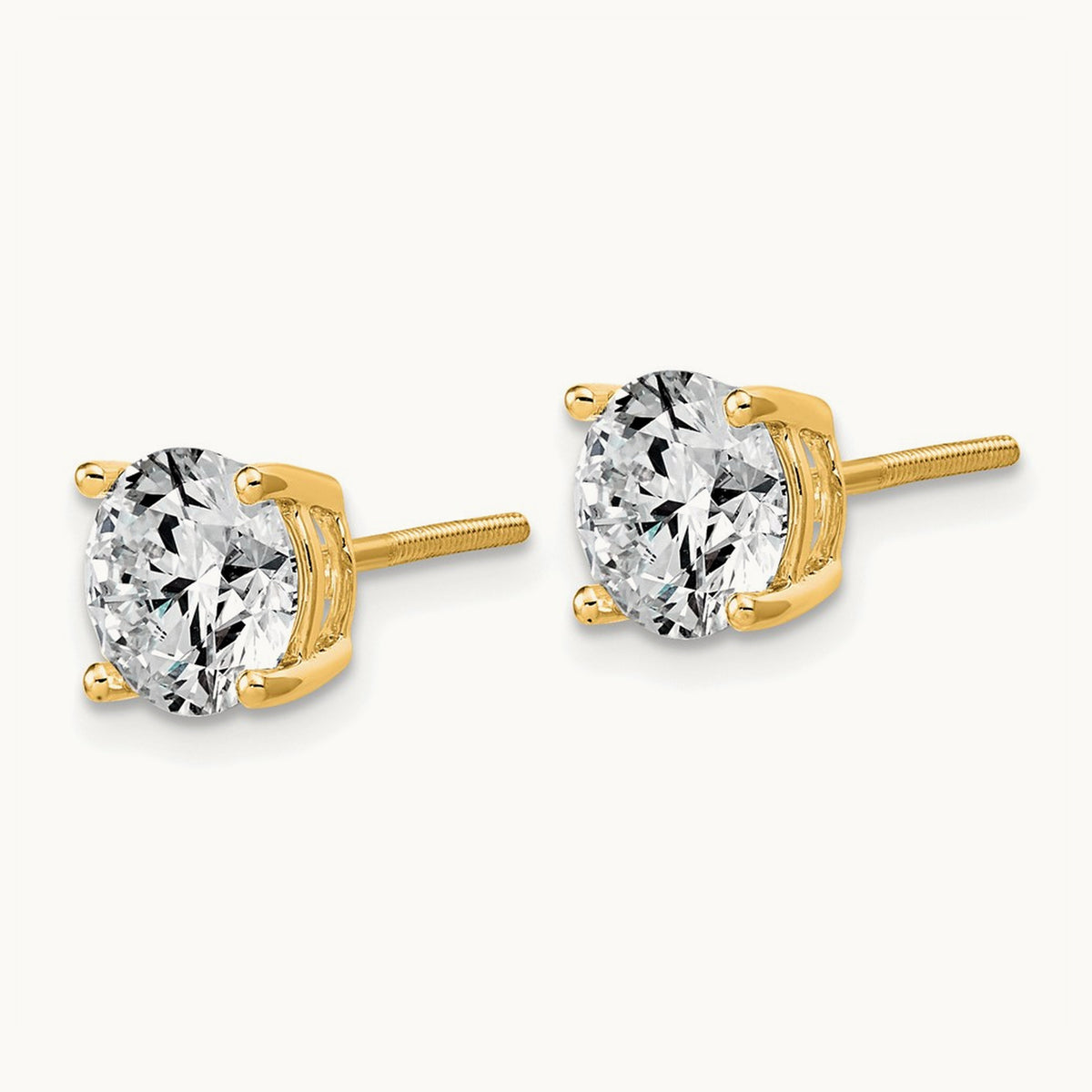 Lightweight Screwback Earrings, 0.25-4.00 ct tw Lab-Grown Diamond — 14K Yellow Gold