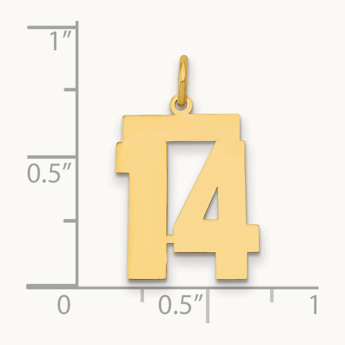 Medium Polished Number 14 Charm, 14K