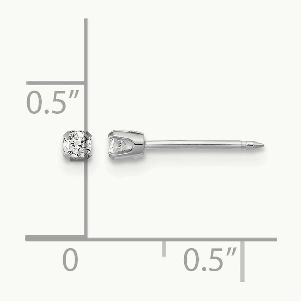 Inverness 14k White Gold .10ct Lab Grown Diamond Stud Earrings, 2.4mm