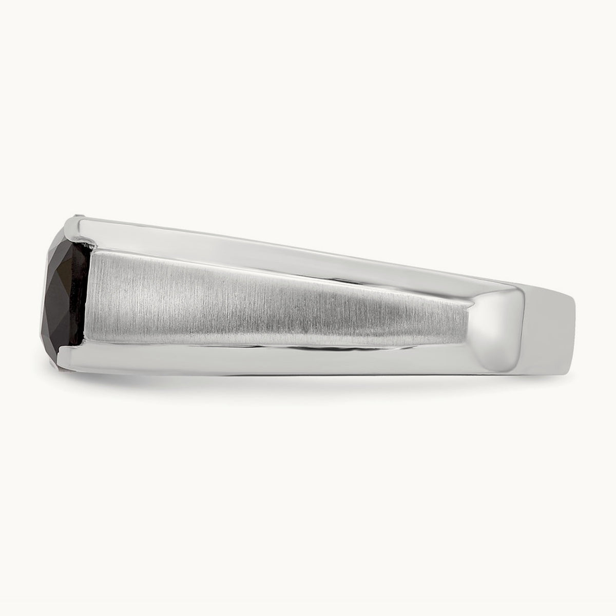 Onyx and Diamond Mens Ring, 14K White Gold