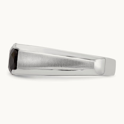 Onyx and Diamond Mens Ring, 14K White Gold