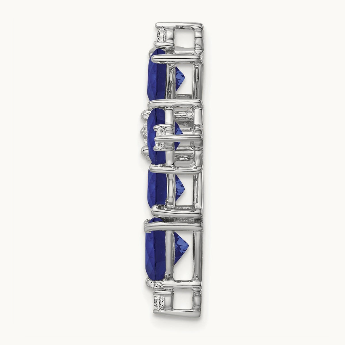 Created Blue Sapphire Chain Slide, 0.20 ct tw Lab-Grown Diamond